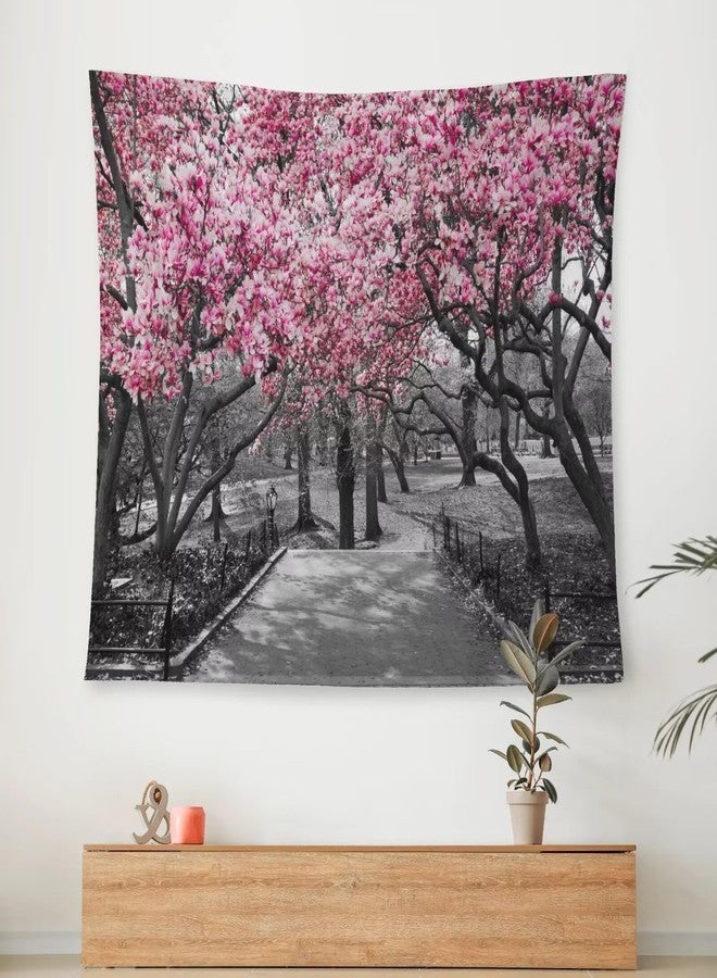 AAVEUP Cherry Blossom Forest Tapestry Pink Beautiful Japanese Nature Cherry Blossom Tree Forest Tapestries for Bedroom Dorm Living Room Decor 30x30in - Image 2